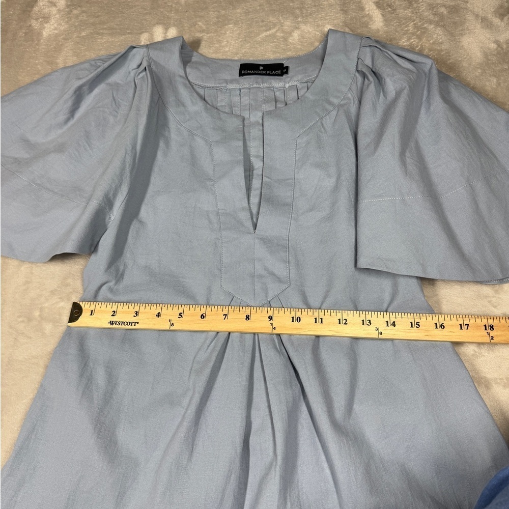 Pomander Place Finley Flutter Sleeve Cotton
Relaxed Pocket Mini Dress Blue XS - Picture 9 of 16